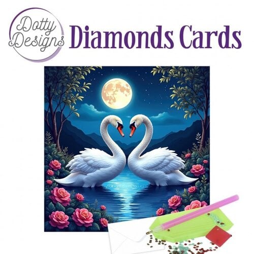 Dotty Designs   Diamond Painting Kaart Twee Zwanen