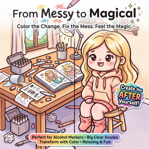 Kleurboek From Messy to Magical Cute Cozy Coloring