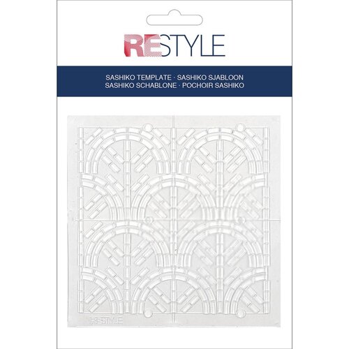 Restyle Sashiko sjabloon seigaiha (golven) patroon maat 10 x 10 cm