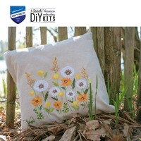 Vervaco borduur kussen Pluisjesbloemen 40 x 40 cm