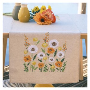 Vervaco Vervaco Tafelloper Pluisjesbloemen Vervaco Vervaco Tafelloper Pluisjesbloemen