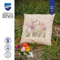 Vervaco borduur kussen Pink flowers 40 x 40 cm