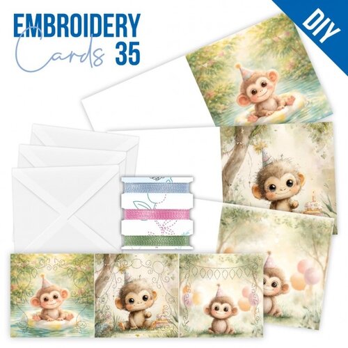 Hobbydots Stitch and Do PP cards 35 Birthday Monkey Hobbydots Stitch and Do PP cards 35 Birthday Monkey