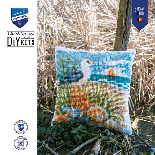 Vervaco Vervaco borduur kussen Ocean Breeze 40 x 40 cm Vervaco Vervaco borduur kussen Ocean Breeze 40 x 40 cm
