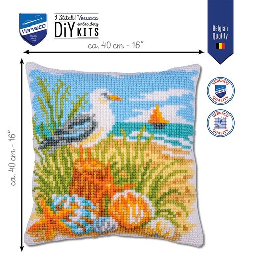Vervaco Vervaco borduur kussen Ocean Breeze 40 x 40 cm Vervaco Vervaco borduur kussen Ocean Breeze 40 x 40 cm