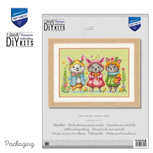 Vervaco Vervaco borduurpakket Diertjes 28 x 18 cm