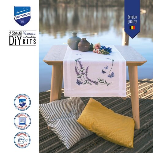 Vervaco Vervaco Tafelloper Lavendel met vlinders 40 x 100 cm