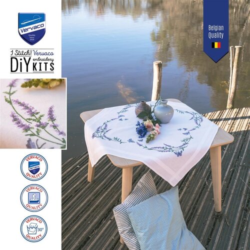 Vervaco Vervaco Tafelkleed Lavendel met vlinders 80 x 80 cm