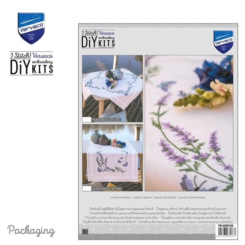 Vervaco Vervaco Tafelkleed Lavendel met vlinders 80 x 80 cm