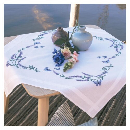 Vervaco Vervaco Tafelkleed Lavendel met vlinders 80 x 80 cm