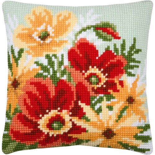 Vervaco Vervaco borduur kussen Klaprozen boeket 40 x 40 cm PN-0201070