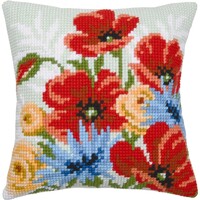 Vervaco borduur kussen Klaprozen boeket 40 x 40 cm PN-0201075