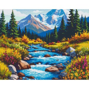 PixelHobby Pixelhobby Patroon 5886 Berglandschap met stromend beekje