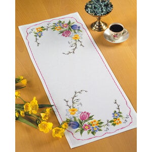 Permin Permin tafelloper Voorjaarsbloemen 34 x 88 cm