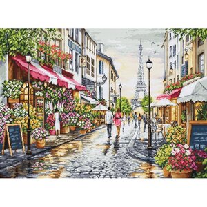 Luca S Luca S Borduurpakket Paris Flower Shop 48 x 35 cm Luca S Luca S Borduurpakket Paris Flower Shop 48 x 35 cm