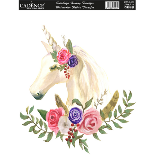Cadence Cadence Textiel Transfer Aquarel Eenhoorn Cadence Cadence Textiel Transfer Aquarel Eenhoorn