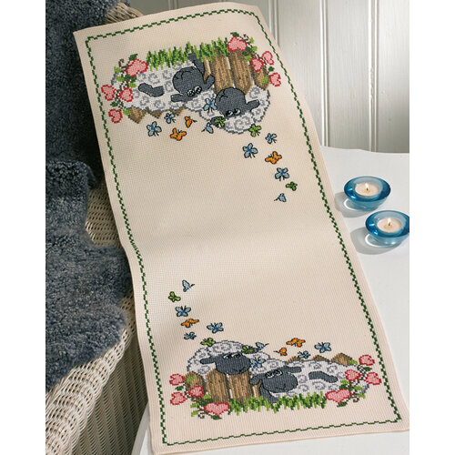 Permin Permin borduurpakket tafelloper Cozy Sheep 68-5346