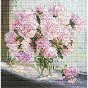 Andriana borduurpakket Peonies on the window Andriana borduurpakket Peonies on the window