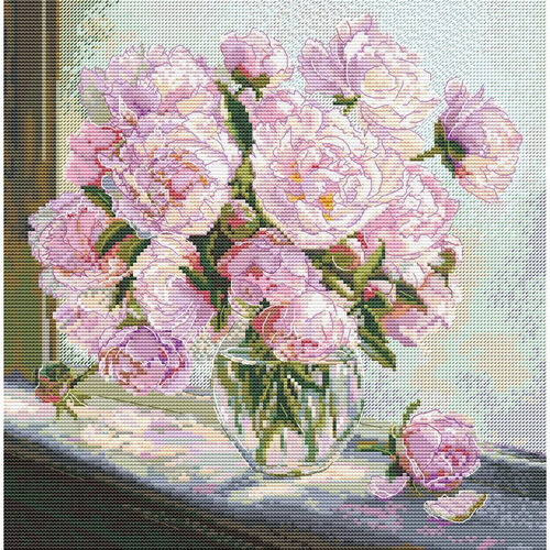 Andriana borduurpakket Peonies on the window Andriana borduurpakket Peonies on the window