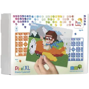 PixelHobby Pixelhobby XL Geschenkset 4 platen Vliegtuig 28001