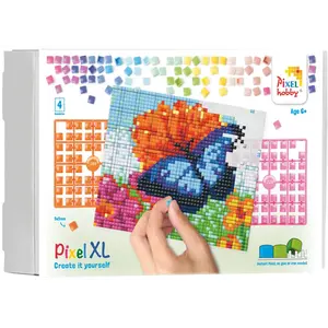 PixelHobby Pixelhobby XL Geschenkset 4 platen Blauwe Vlinder