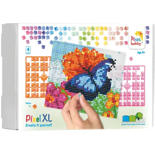 PixelHobby Pixelhobby XL Geschenkset 4 platen Blauwe Vlinder PixelHobby Pixelhobby XL Geschenkset 4 platen Blauwe Vlinder