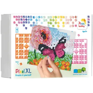 PixelHobby Pixelhobby XL Geschenkset 4 platen Roze Vlinder