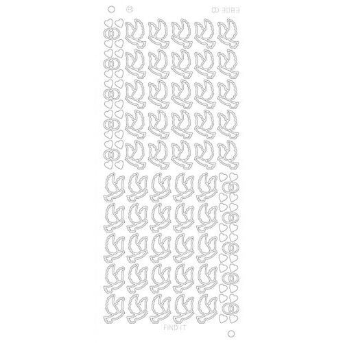 Card Deco Stickervel Wedding doves Platinum Card Deco Stickervel Wedding doves Platinum