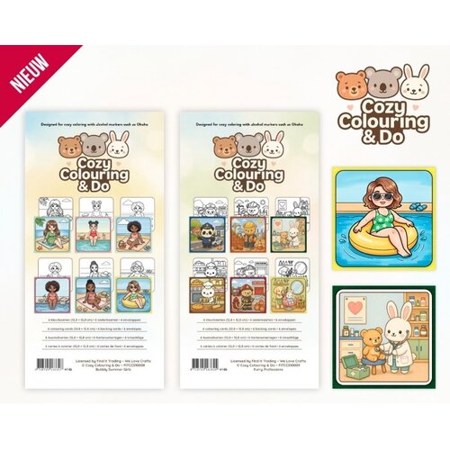 Cozy Colouring Cards Set Furry Professions