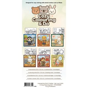 Cozy Colouring Cards Set Furry Professions