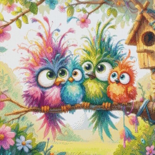 PixelHobby Pixelhobby Patroon 5892 Bird Family PixelHobby Pixelhobby Patroon 5892 Bird Family