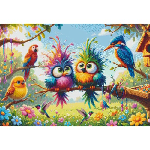 PixelHobby Pixelhobby Patroon 5893 Kleurige Vogels in de Tuin PixelHobby Pixelhobby Patroon 5893 Kleurige Vogels in de Tuin
