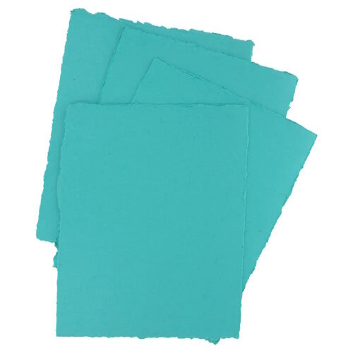 Pan Art Pan Art Turquoise Deckle-edge papier egaal 100% katoen 22 x 28 cm 10 vel Pan Art Pan Art Turquoise Deckle-edge papier egaal 100% katoen 22 x 28 cm 10 vel