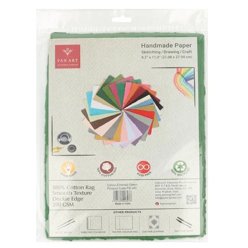 Pan Art Pan Art Emerald Deckle-edge papier egaal 100% katoen 22 x 28 cm 10 vel Pan Art Pan Art Emerald Deckle-edge papier egaal 100% katoen 22 x 28 cm 10 vel