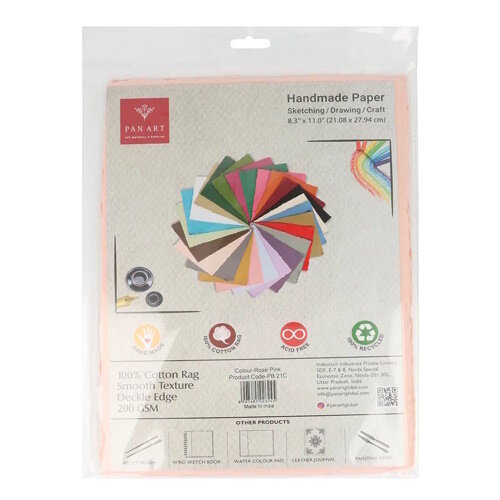 Pan Art Pan Art Zalmroze Deckle-edge papier egaal 100% katoen 22 x 28 cm 10 vel Pan Art Pan Art Zalmroze Deckle-edge papier egaal 100% katoen 22 x 28 cm 10 vel