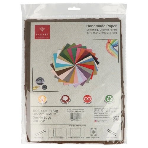 Pan Art Pan Art Donkerbruin Deckle-edge papier egaal 100% katoen 22 x 28 cm 10 vel Pan Art Pan Art Donkerbruin Deckle-edge papier egaal 100% katoen 22 x 28 cm 10 vel