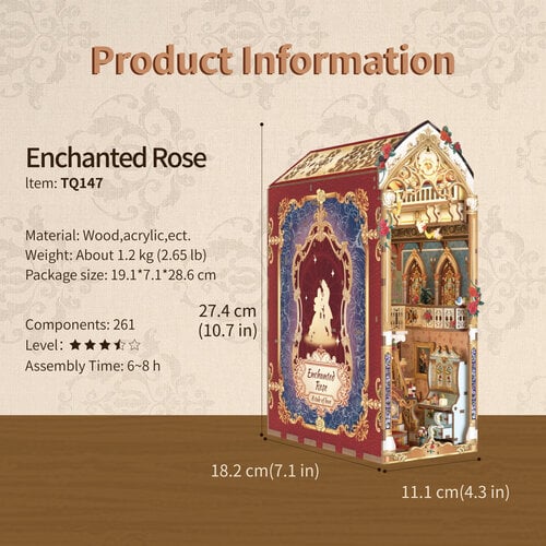 Robotime 3D Modelbouwpakket Tonecheer DIY Book Nook Enchanted Rose Robotime 3D Modelbouwpakket Tonecheer DIY Book Nook Enchanted Rose