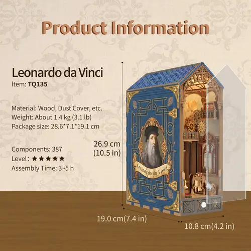 Robotime 3D Modelbouwpakket Tonecheer DIY Book Nook Leonardo da Vinci Robotime 3D Modelbouwpakket Tonecheer DIY Book Nook Leonardo da Vinci