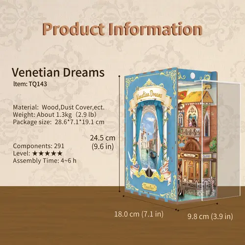 Robotime 3D Modelbouwpakket Tonecheer DIY Book Nook Venetian Dreams Robotime 3D Modelbouwpakket Tonecheer DIY Book Nook Venetian Dreams