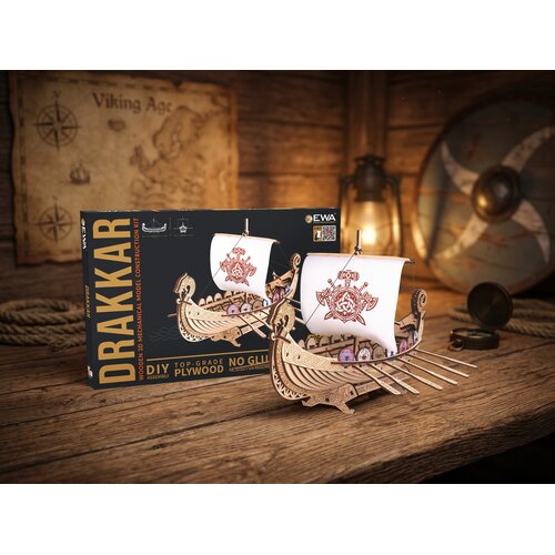 Eco Wood Art Eco Wood Art 3d Drakkar Bouwpakket Eco Wood Art Eco Wood Art 3d Drakkar Bouwpakket