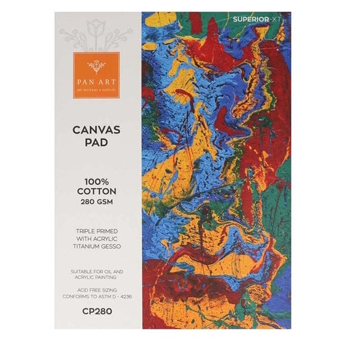 Pan Art Canvas verfblock voor acryl- en olieverf 100% katoen 280 gram  22 x 30 cm