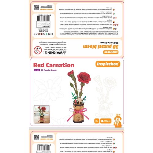 Inspirebox 3D bouwpakket Red Carnation Inspirebox 3D bouwpakket Red Carnation