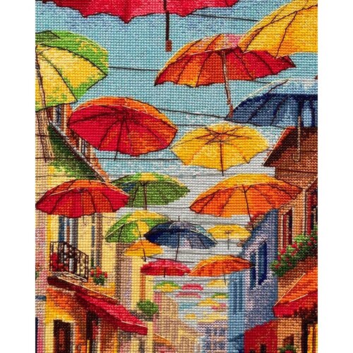 Riolis Riolis borduurpakket Colorful Umbrellas Riolis Riolis borduurpakket Colorful Umbrellas