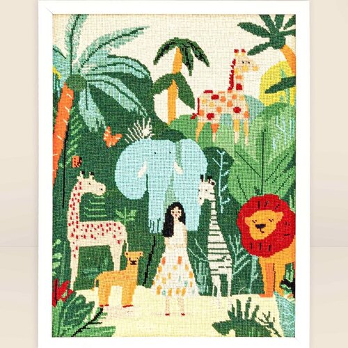 Milpoint Petit Point voorbedrukt borduurpakket Jungle Hear