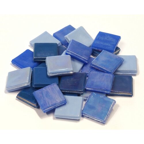 Mozaiek Glas Steentjes 15 x 15 mm opaque blauw ca. 100 stuks