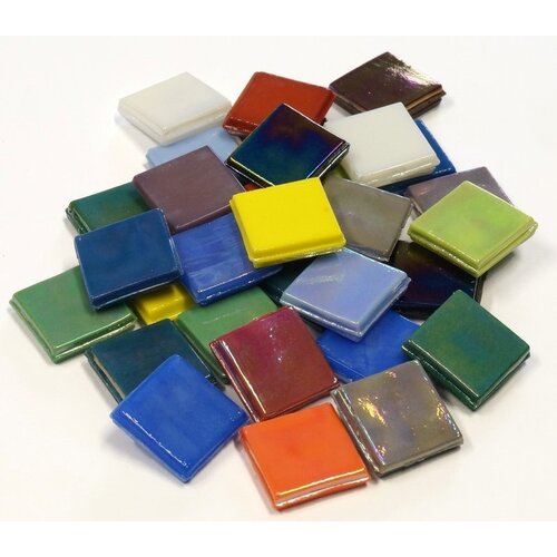 Mozaiek Glas Steentjes 15 x 15 mm opaque mix kleuren ca. 100 stuks