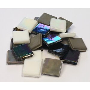 Mozaiek Glas Steentjes 15 x 15 mm opaque grijs ca. 100 stuks