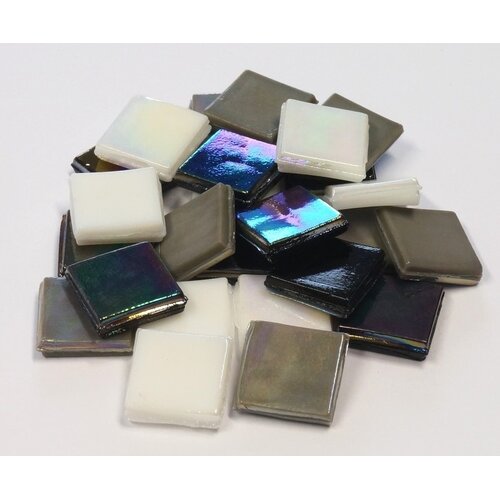 Mozaiek Glas Steentjes 15 x 15 mm opaque grijs ca. 100 stuks