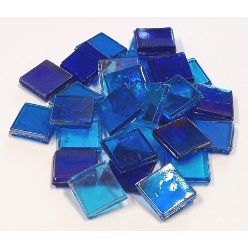 Mozaiek Glas Steentjes 15 x 15 mm Transparant Blauw ca. 100 stuks
