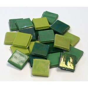 Mozaiek Glas Steentjes 15 x 15 mm opaque groen ca. 100 stuks